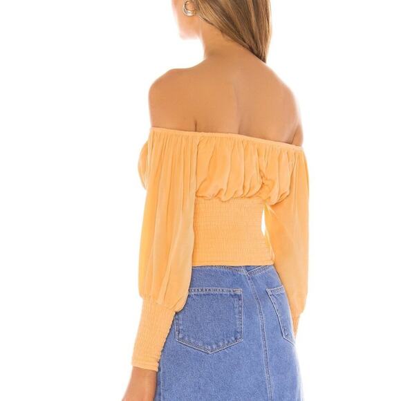 Lovers + Friends Walter Smocked Blouse in Tangerine Orange - Picture 2 of 6